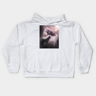 Lightning Wolf Howling At The Moon Kids Hoodie